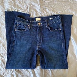 Mother Cropped Jeans with Raw Hem